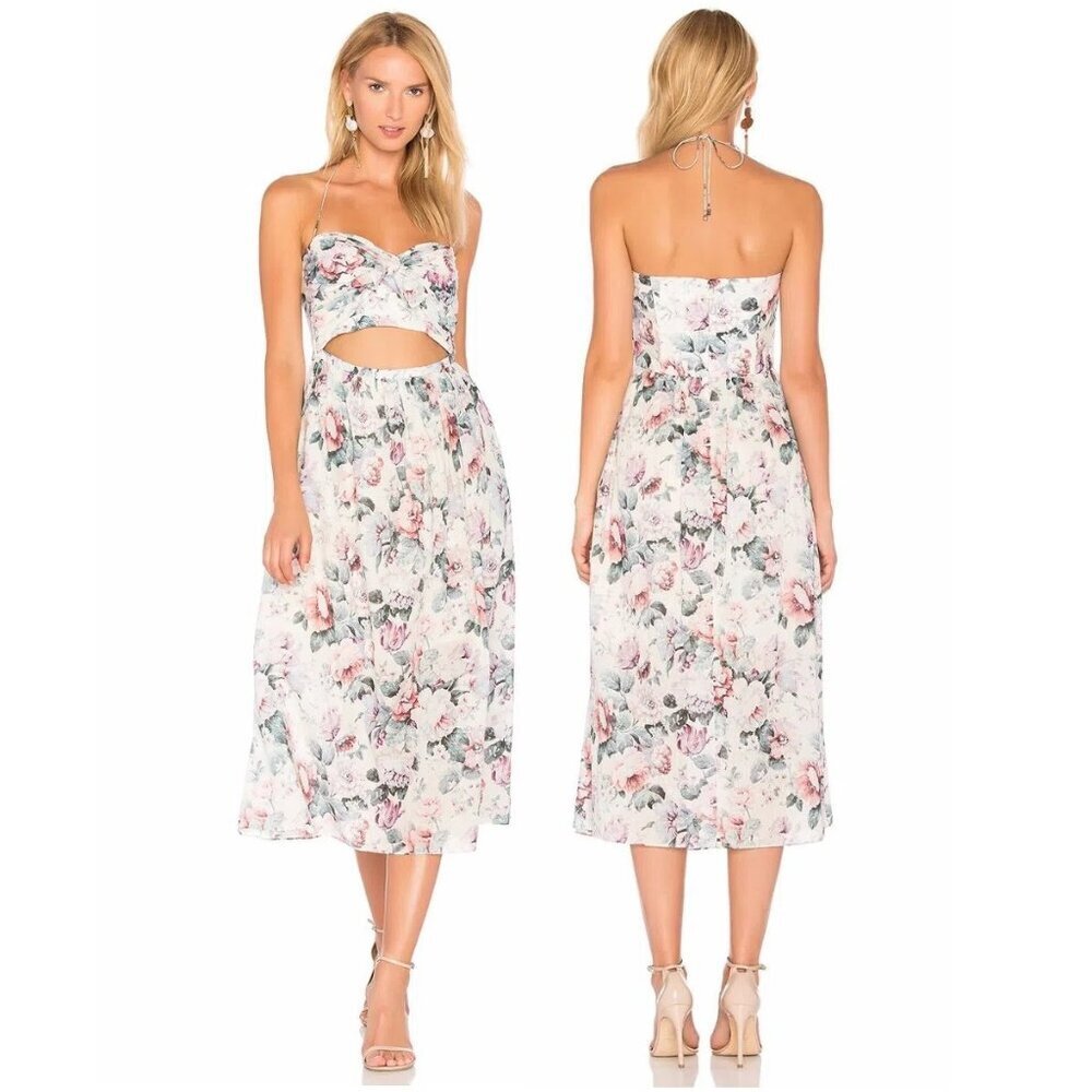 Seen on Anne Hathaway! Zimmermann Romantic Jasper Tie Halter Dress Size 0